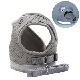 dog Harnesses and dog leash set; Pet Chest Strap Vest Dog Towing Rope Reflective Breathable Dog Rope Pet Supplies Wholesale (Specification (L * W): XS, colour: silver grey)